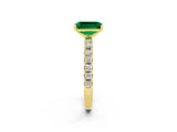 Yellow gold Emerald Cut Emerald Solitaire Pavé Band with Four-Prong Setting_2