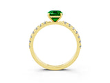 Yellow gold Emerald Cut Emerald Solitaire Pavé Band with Four-Prong Setting_3