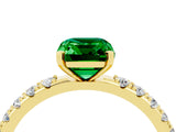 Yellow gold Emerald Cut Emerald Solitaire Pavé Band with Four-Prong Setting_4