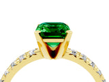 Yellow gold Emerald Cut Emerald Solitaire Pavé Engagement Ring with Round Band and Prong Setting_70