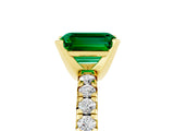 Yellow gold Emerald Cut Emerald Solitaire Pavé Engagement Ring with Round Band and Prong Setting_71