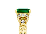 Yellow gold Emerald Cut Emerald Solitaire Ring with Filigree Band and Four-Prong Setting_29