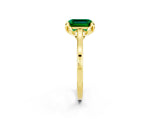 Yellow gold Emerald Cut Emerald Solitaire Ring with Flower Prong Setting and Classic Band_38