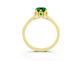 Yellow gold Emerald Cut Emerald Solitaire Ring with Flower Prong Setting and Classic Band_39