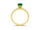 Yellow gold Emerald Cut Emerald Solitaire Ring with Pavé Band and Four-Prong Setting_27