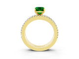 Yellow gold Emerald Cut Emerald Solitaire Ring with Pavé and Channel Set Band_3
