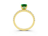 Yellow gold Emerald Cut Emerald Solitaire Ring with Round  Pavé Band and Four-Prong Setting_39
