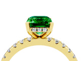 Yellow gold Emerald Cut Emerald Solitaire Ring with Round  Pavé Band and Four-Prong Setting_40