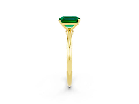 Yellow gold Emerald Cut Emerald Solitaire Ring with Six-Prong Setting and Classic Band_2