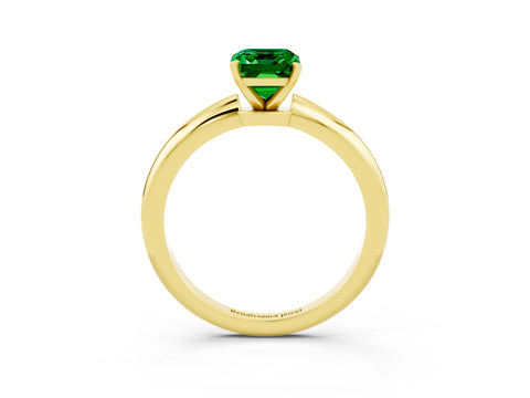 Yellow gold Emerald Cut Emerald Solitaire Ring with Six-Prong Setting and Classic Band_3