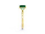 Yellow gold Emerald Cut Emerald Solitaire Ring with Thin Band and Four-Prong Setting_14