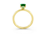 Yellow gold Emerald Cut Emerald Solitaire Ring with Thin Band and Four-Prong Setting_15