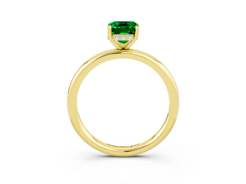 Yellow gold Emerald Cut Emerald Solitaire Ring with Thin Band and Four-Prong Setting_15