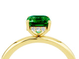 Yellow gold Emerald Cut Emerald Solitaire Ring with Thin Band and Four-Prong Setting_16