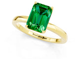 Yellow gold Emerald Cut Emerald Solitaire Ring with Thin Band and Prong Setting_13