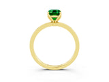 Yellow gold Emerald Cut Emerald Solitaire Ring with Thin Band and Prong Setting_15