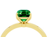 Yellow gold Emerald Cut Emerald Solitaire Ring with Thin Band and Prong Setting_16