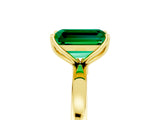 Yellow gold Emerald Cut Emerald Solitaire Ring with Thin Band and Prong Setting_17
