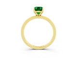 Yellow gold Emerald Cut Emerald Solitaire Ring with Thin Band and Prong Setting_27