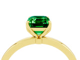 Yellow gold Emerald Cut Emerald Solitaire Ring with Thin Band and Prong Setting_28