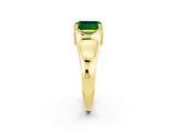 Yellow gold Emerald Cut Emerald Solitaire Ring with Wide Band and Prong Setting_2