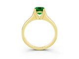 Yellow gold Emerald Cut Emerald Solitaire Ring with Wide Band and Prong Setting_3