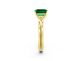 Yellow gold Emerald Cut Emerald Solitaire Twist Band Prong Setting Ring_14