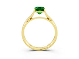 Yellow gold Emerald Cut Emerald Solitaire Twist Band Prong Setting Ring_15