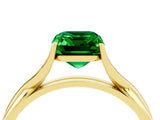 Yellow gold Emerald Cut Emerald Solitaire Twist Band Prong Setting Ring_16