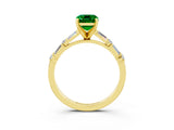 Yellow gold Emerald Cut Emerald Solitaire with Side Baguettes and Channel Set Band_3