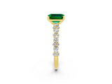Yellow gold Emerald Cut Emerald Solitaire with Side Stones, Pave Band, Four-Prong Setting_50