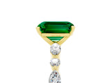 Yellow gold Emerald Cut Emerald Solitaire with Side Stones on a Pavé Band and Four-Prong Setting_5