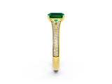 Yellow gold Emerald Cut Emerald Split Shank Engagement Ring with Pavé Band_2