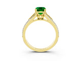 Yellow gold Emerald Cut Emerald Split Shank Engagement Ring with Pavé Band_3