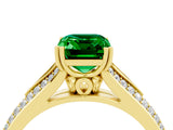 Yellow gold Emerald Cut Emerald Split Shank Engagement Ring with Pavé Band_4