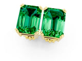 10K Yellow Gold 2.84 Carat Emerald Emerald Stud Earrings