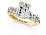Yellow gold Emerald Cut Five-Stone Prong Set Diamond Ring with Classic Band_45