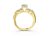 Yellow gold Emerald Cut Five-Stone Prong Set Diamond Ring with Classic Band_47