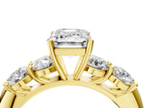 Yellow gold Emerald Cut Five-Stone Prong Set Diamond Ring with Classic Band_48
