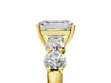 Yellow gold Emerald Cut Five-Stone Prong Set Diamond Ring with Classic Band_49