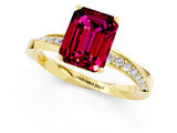 Yellow gold Emerald Cut Garnet Engagement Ring with Side Stone Accents and Four-Prong Setting_73