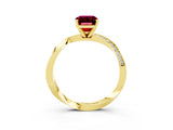 Yellow gold Emerald Cut Garnet Engagement Ring with Side Stone Accents and Four-Prong Setting_75