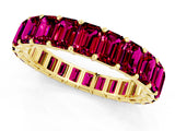 Yellow gold Emerald Cut Garnet Eternity Band with Shared Prong Setting_7