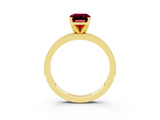 Yellow gold Emerald Cut Garnet Milgrain Pavé Engagement Ring with Four-Prong Setting_15