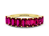 Yellow gold Emerald Cut Garnet Prong-Set Eternity Band_6
