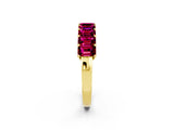 Yellow gold Emerald Cut Garnet Prong-Set Eternity Band_8