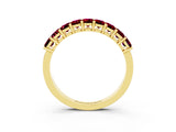 Yellow gold Emerald Cut Garnet Prong-Set Eternity Band_9