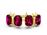 Yellow gold Emerald Cut Garnet Prong-Set Half Eternity Band_18