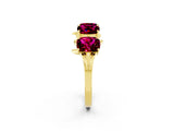 Yellow gold Emerald Cut Garnet Prong-Set Half Eternity Band_20