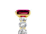 Yellow gold Emerald Cut Garnet Prong Setting with Side Stones on a Pave Band_5